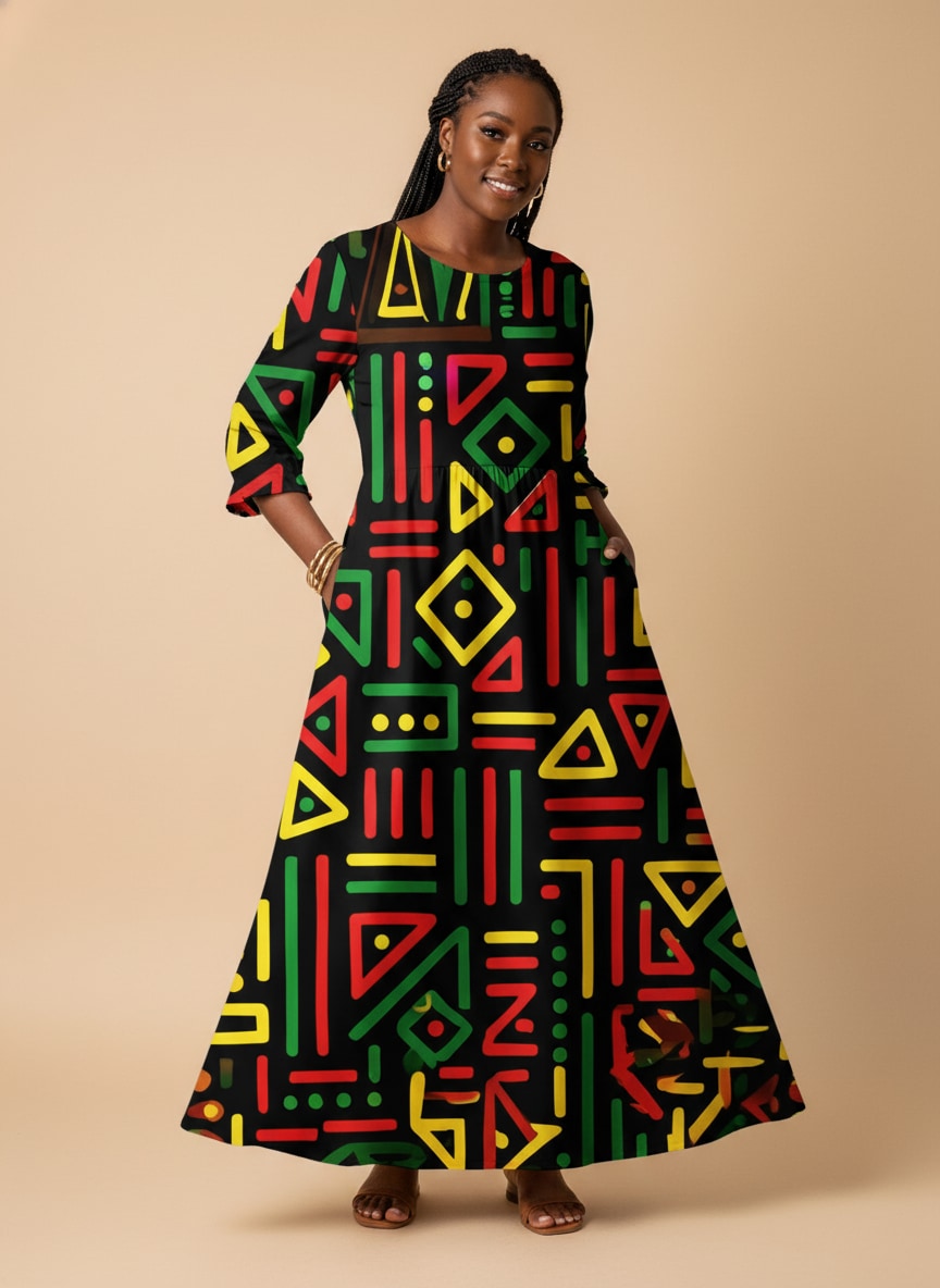 'Nairobi' Long Sleeve Maxi Dress
