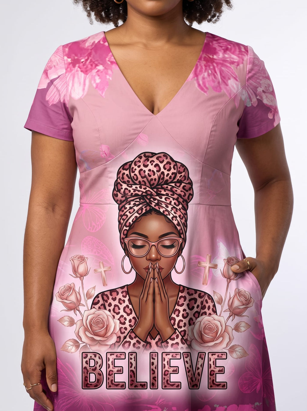 'Imani' Wild Rose Short Sleeve Maxi Dress