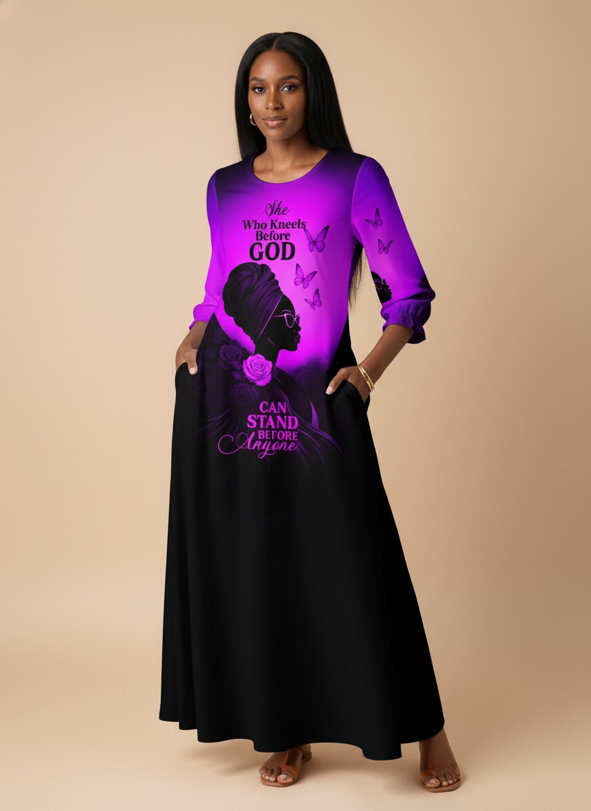 'Selah' Purple Long Sleeve Maxi Dress