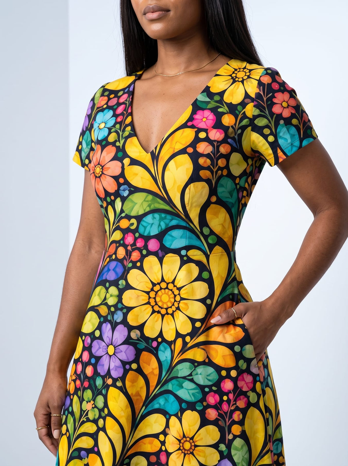 'Njano' Short Sleeve Maxi Dress