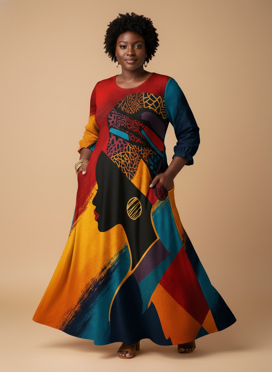 'Nala' Long Sleeve Maxi Dress