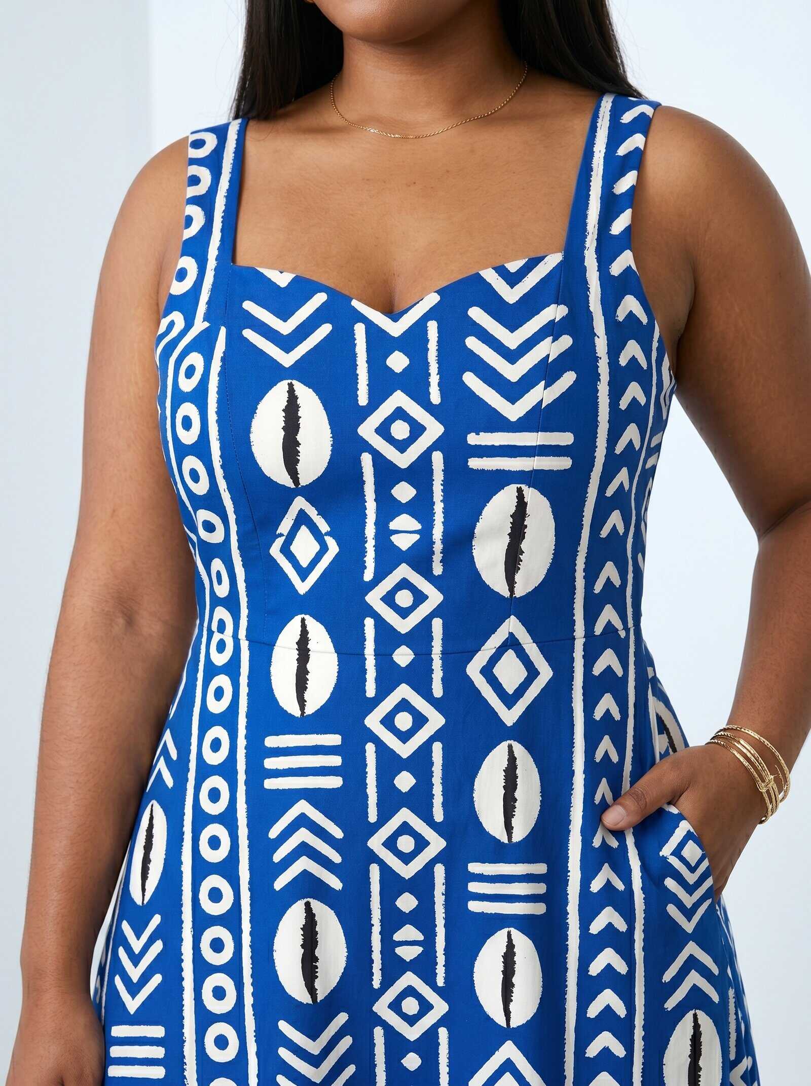 'Oshun' Royal Blue Cotton Corset Dress