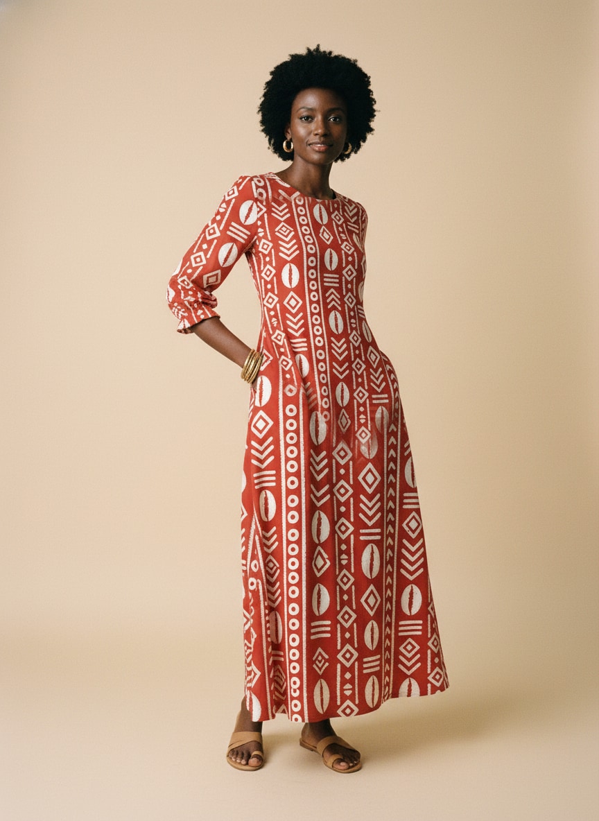 'Oshun Kijani' Long Sleeve Maxi Dress