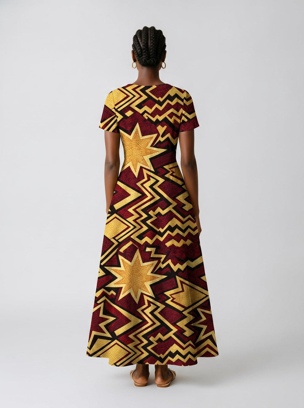 'Burgundy Sheba' Short Sleeve Maxi Dress