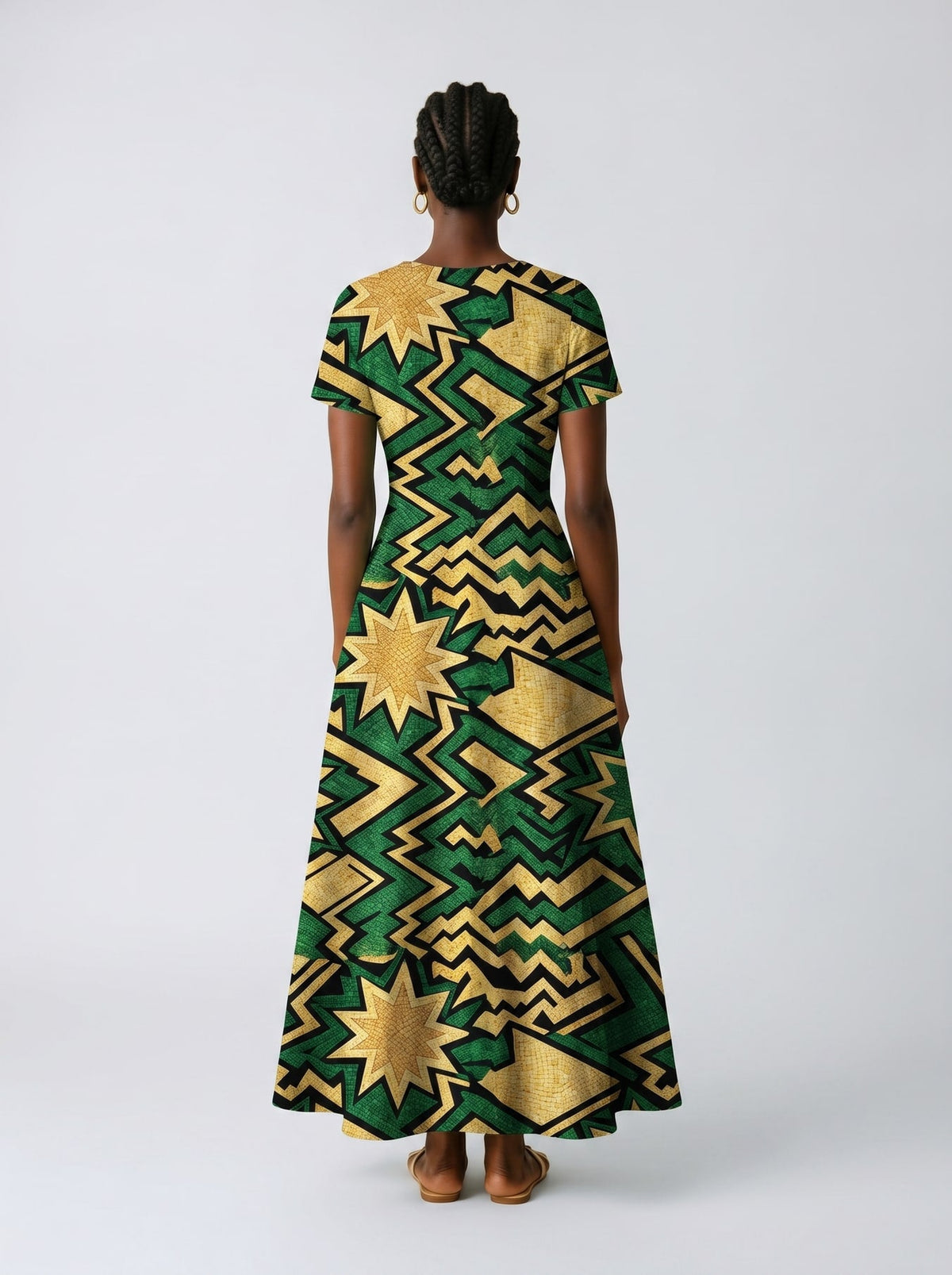 'Emerald Sheba' Short Sleeve Maxi Dress