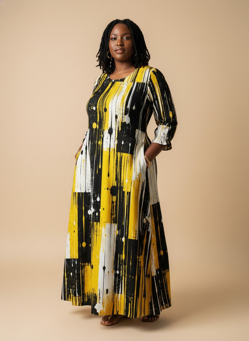 'Mvua' Long Sleeve Maxi Dress