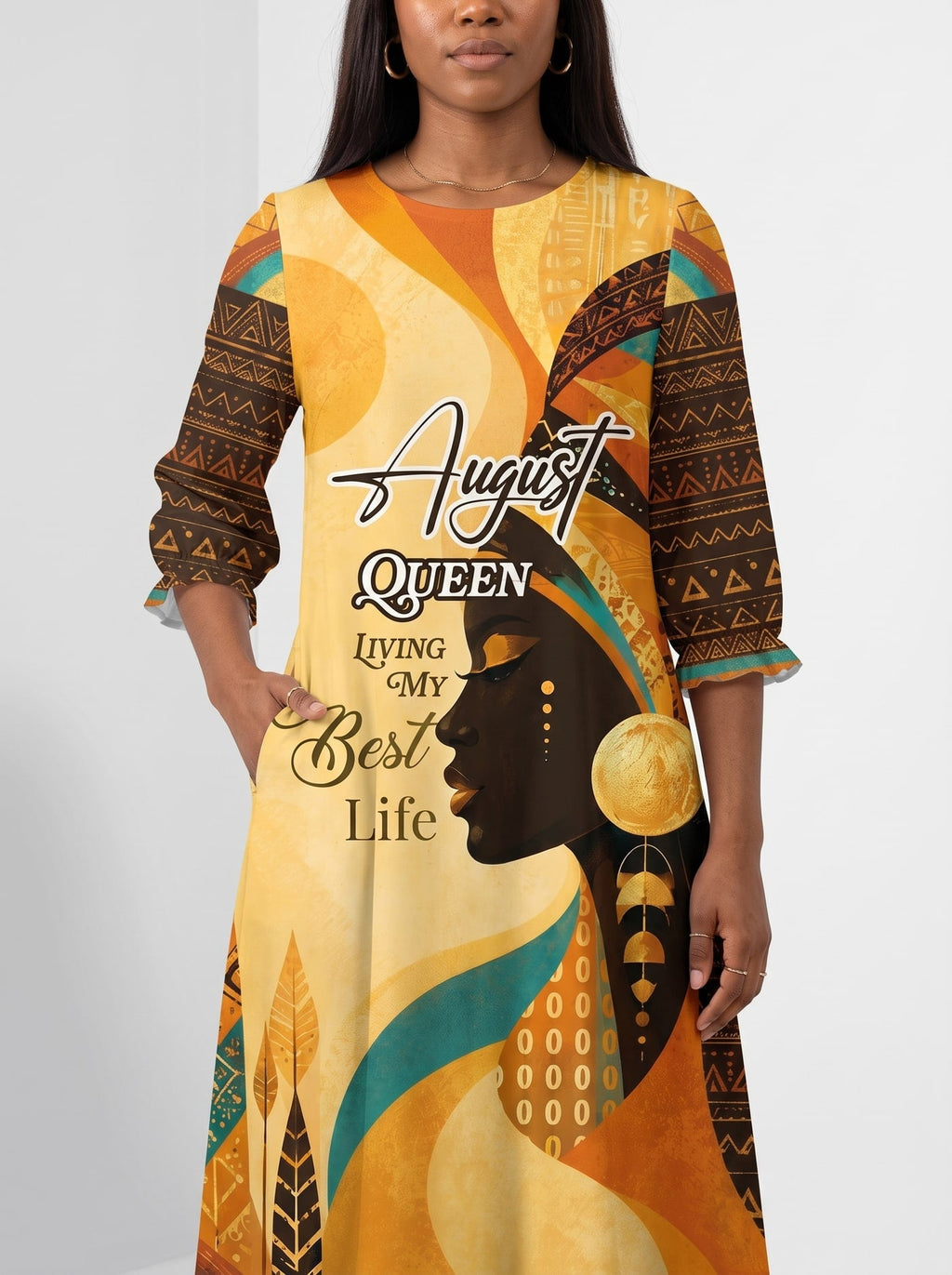 'August Queen Best Life' Long Sleeve Maxi Dress