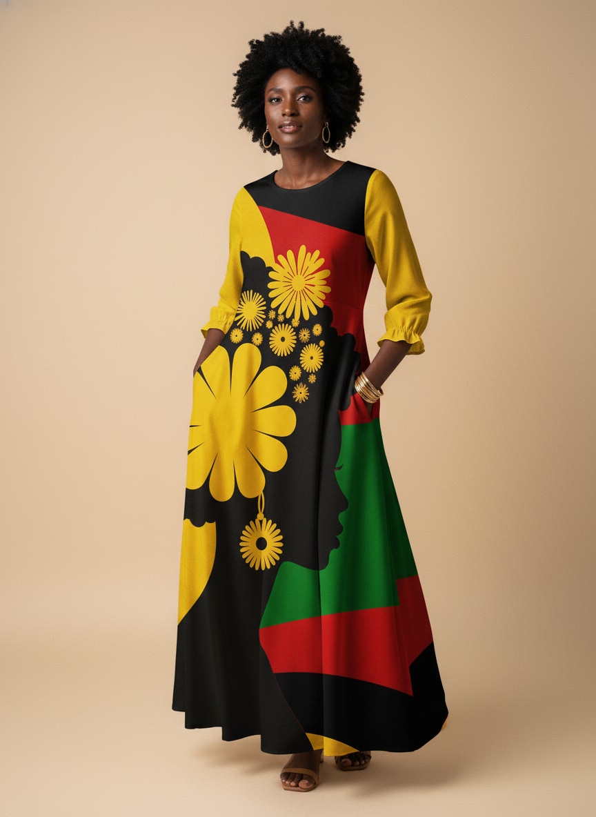 'Furaha' Long Sleeve Maxi Dress