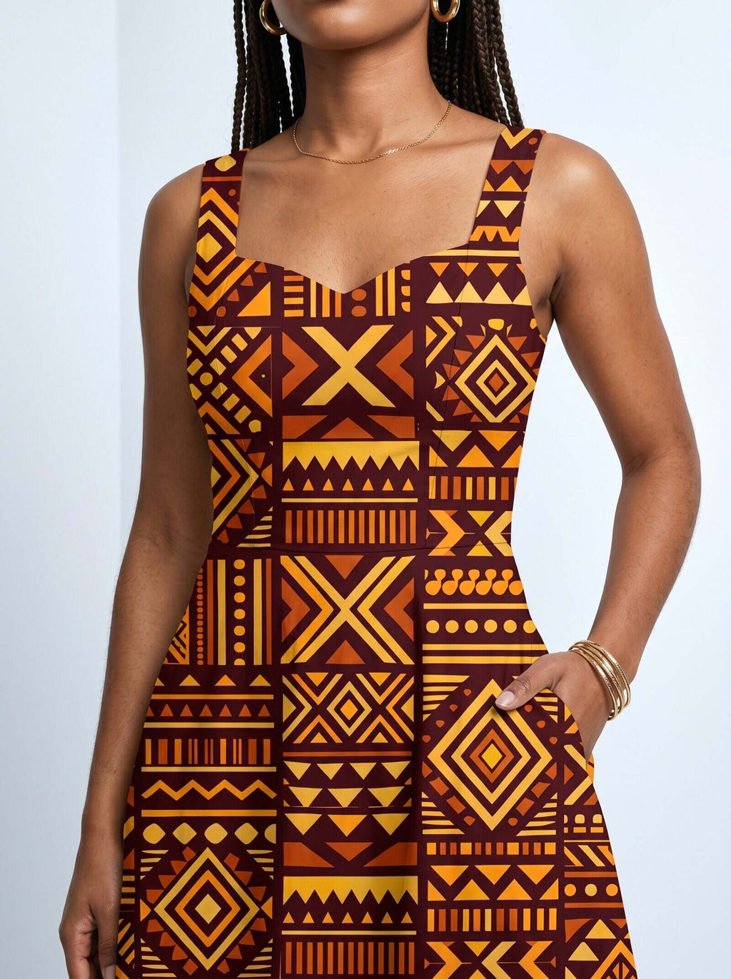 Mudcloth Cotton Corset Dress