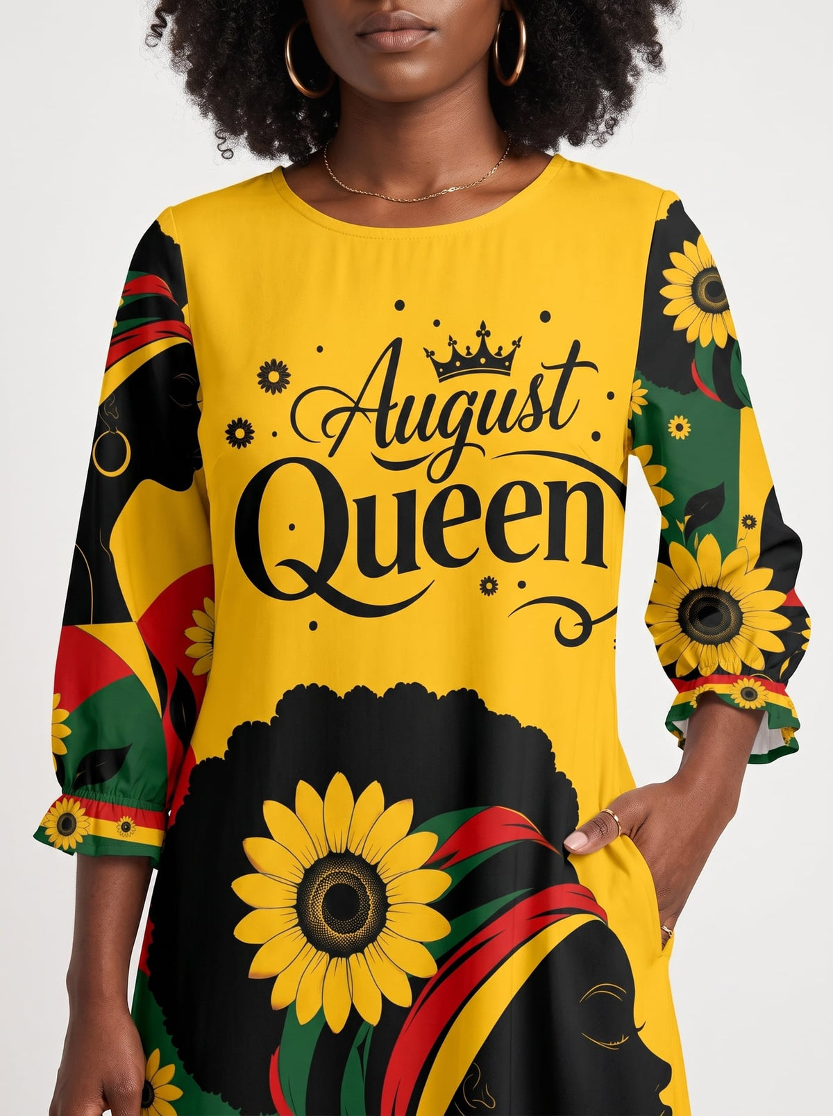 'August Queen Sunflower' Long Sleeve Maxi Dress