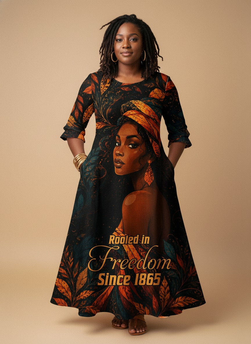 'Huru' Long Sleeve Maxi Dress