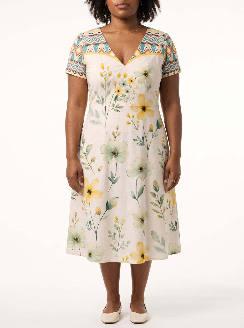 'Alizeti' Short Sleeve Maxi Dress