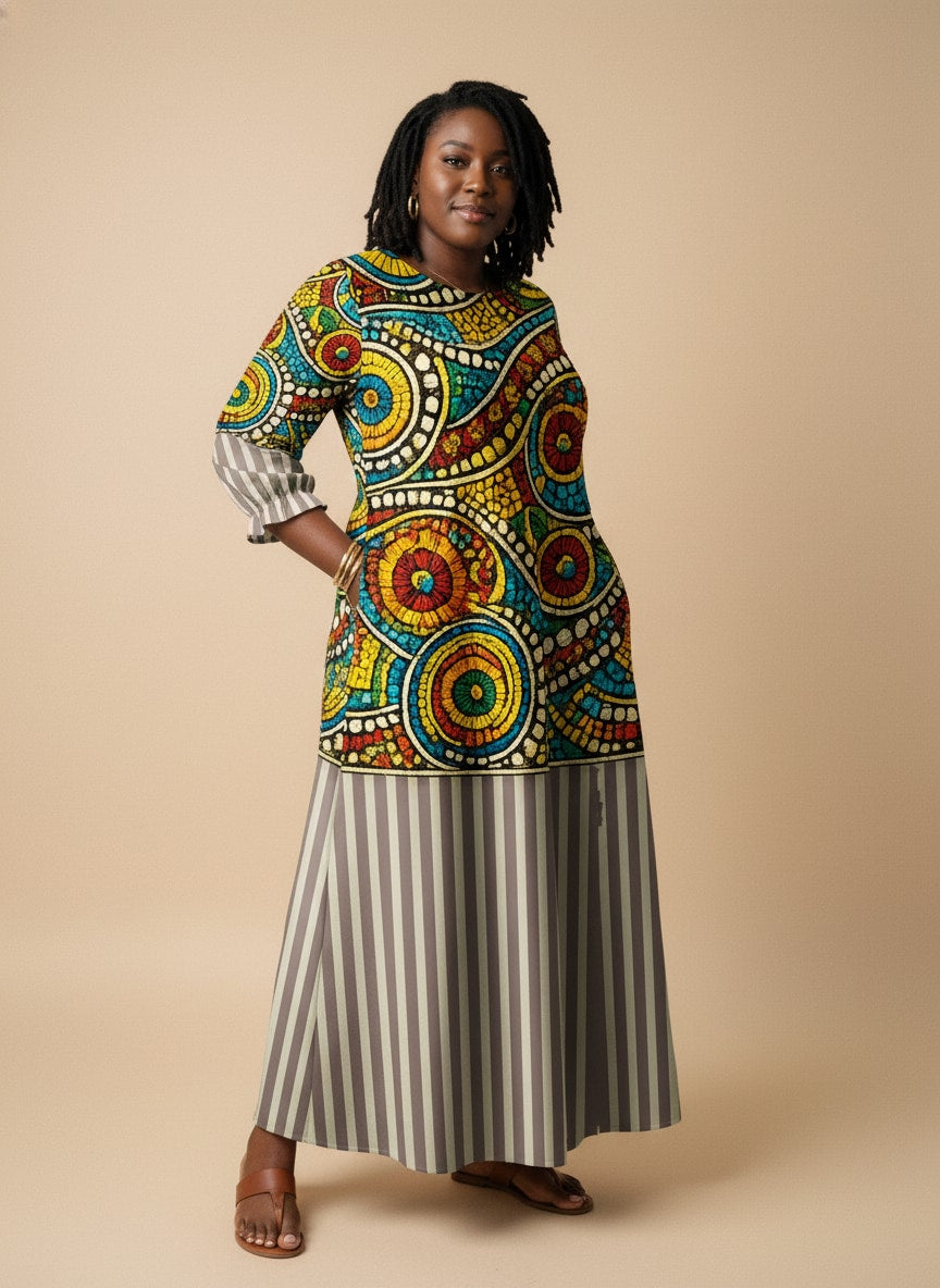'Taji' Long Sleeve Maxi Dress