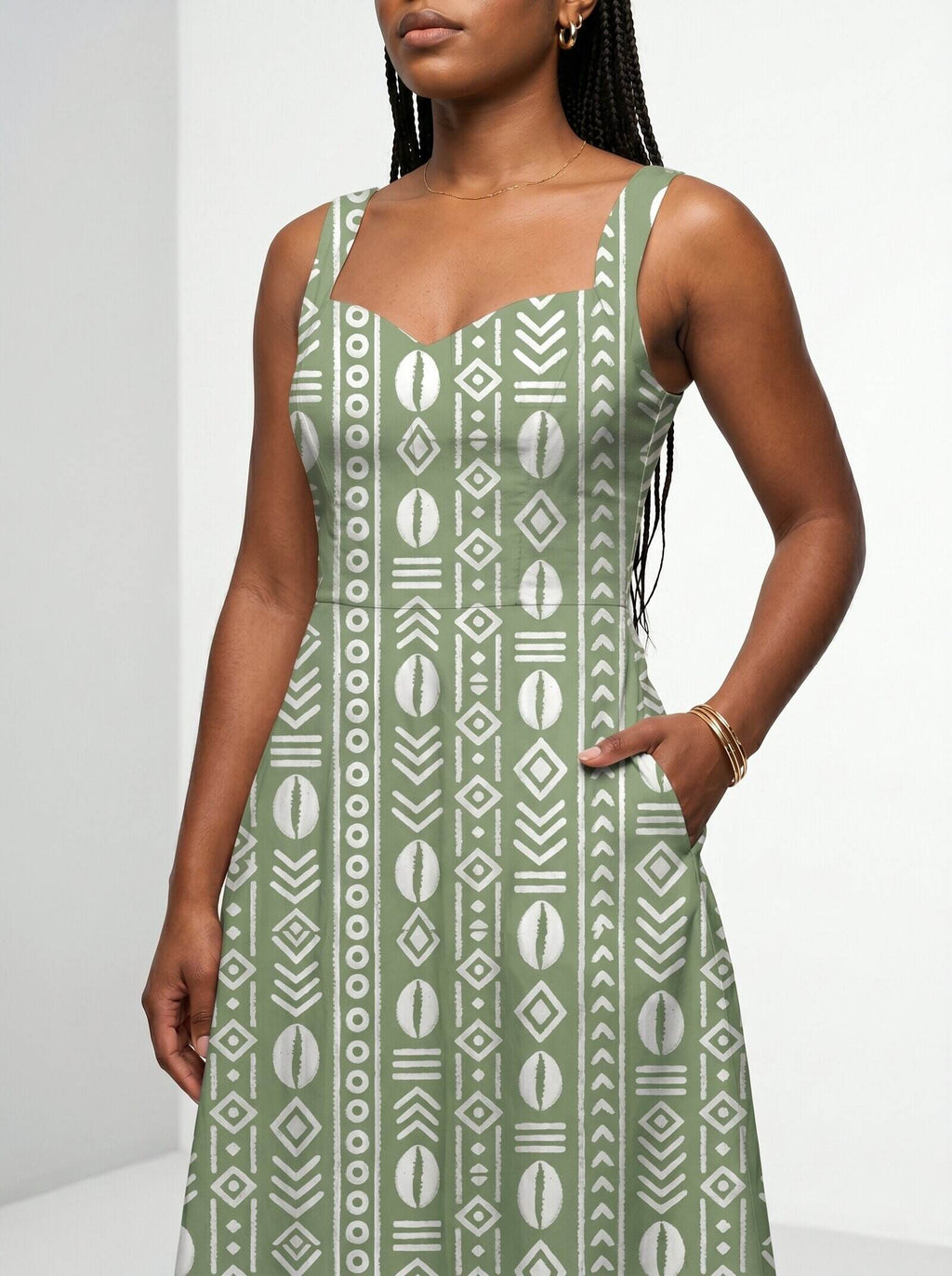 Oshun Verde Cotton Corset Dress
