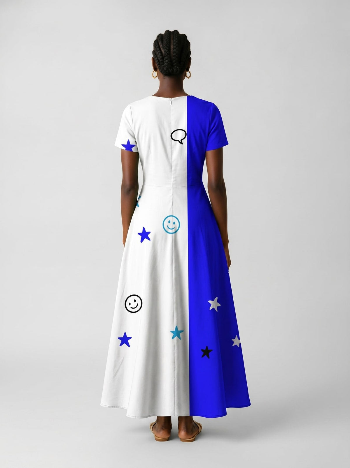 'Feeling Blacknificient Blue' Short Sleeve Maxi Dress