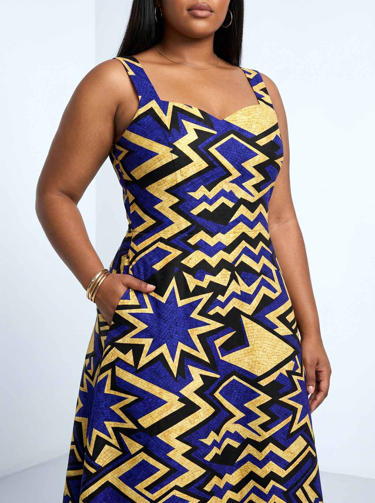 Royal Blue Sheba Cotton Corset Dress