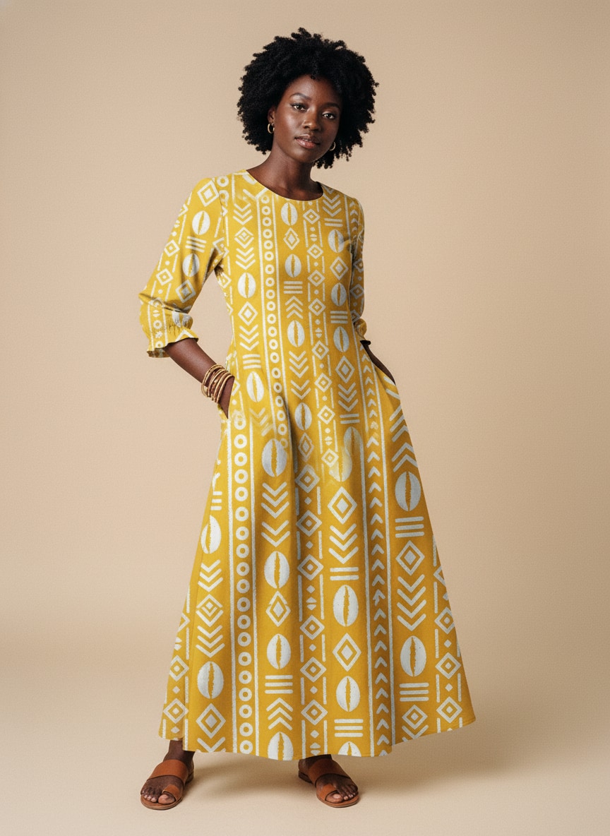'Oshun Dhahabu' Long Sleeve Maxi Dress