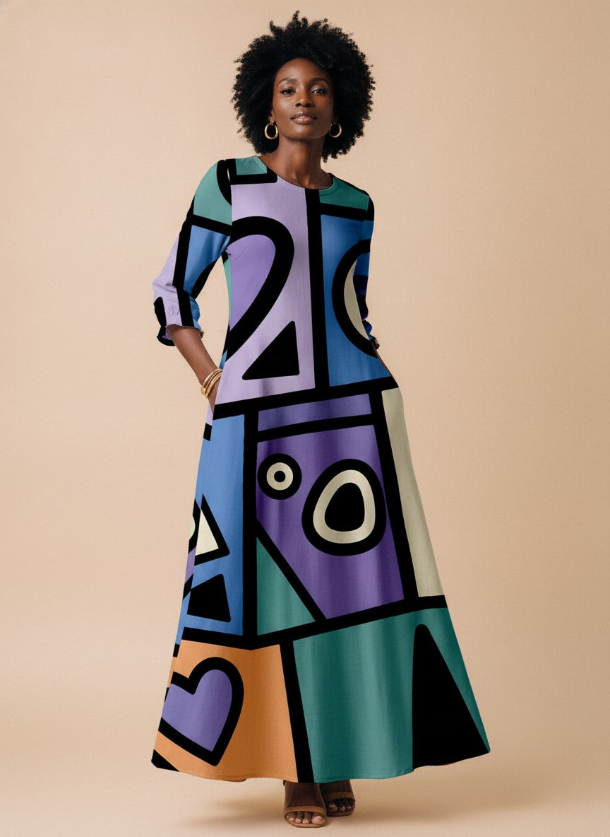 'Sanaa' Long Sleeve Maxi Dress