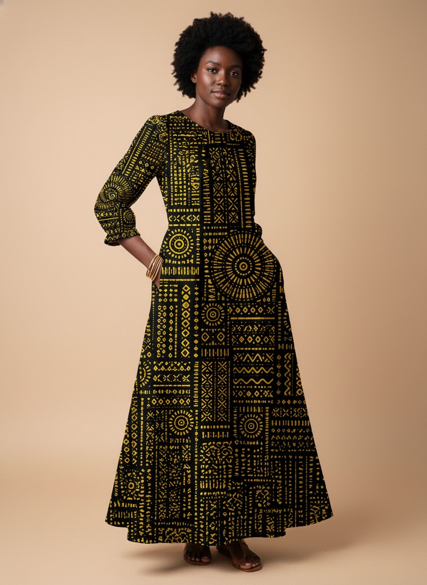 'Lamu' Long Sleeve Maxi Dress