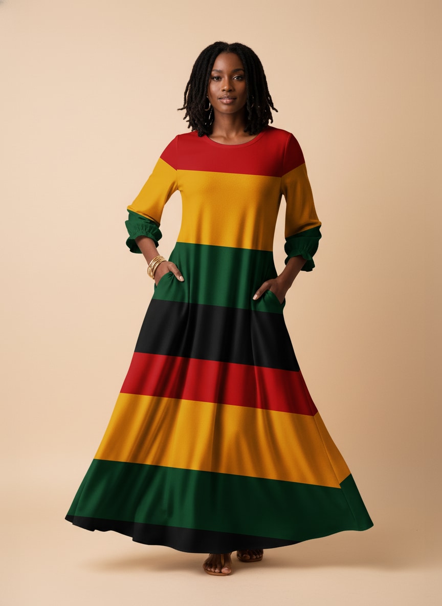 'Accra' Long Sleeve Maxi Dress