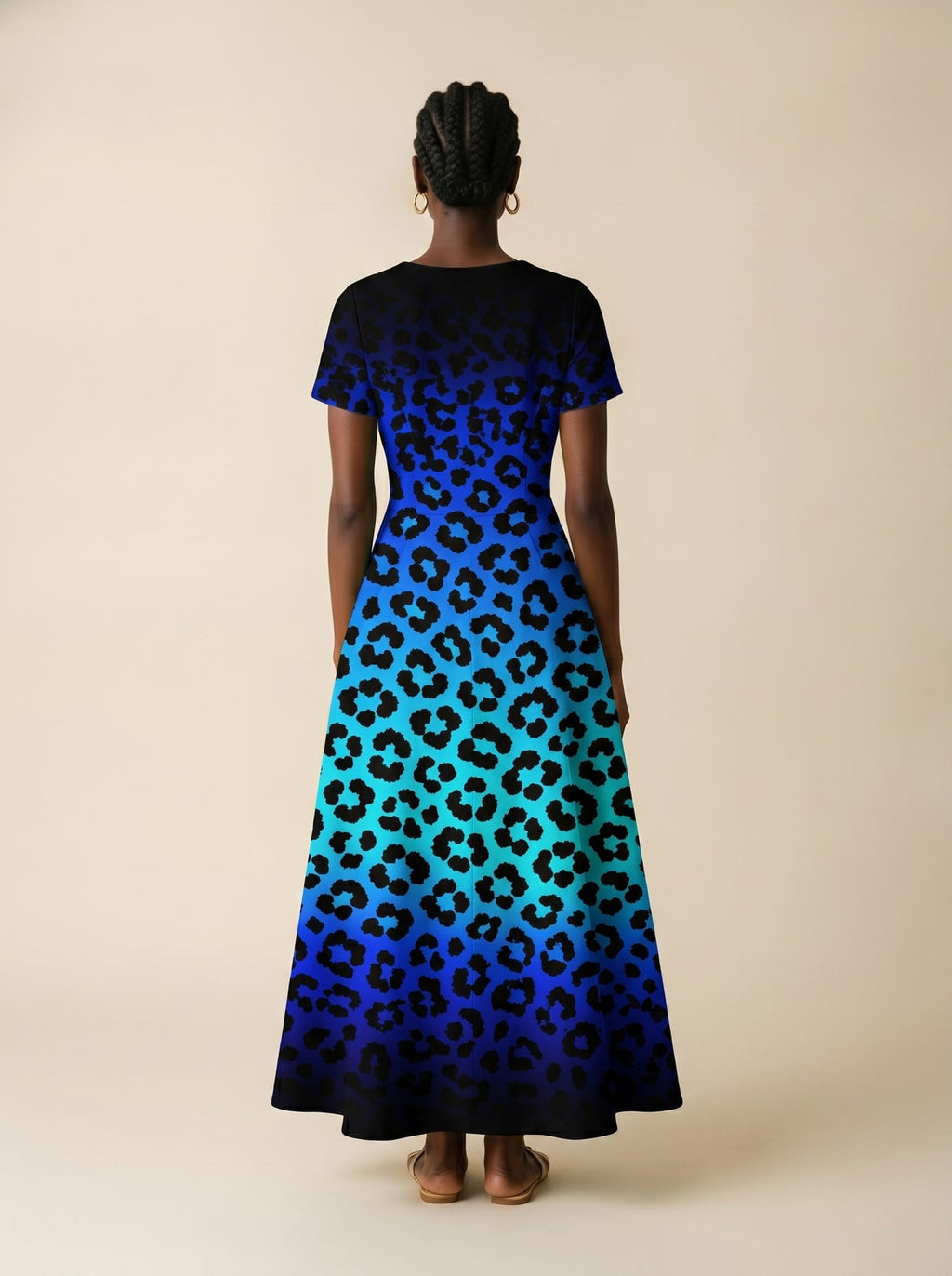 'Unstoppable' Sapphire Leopard' Short Sleeve Maxi Dress