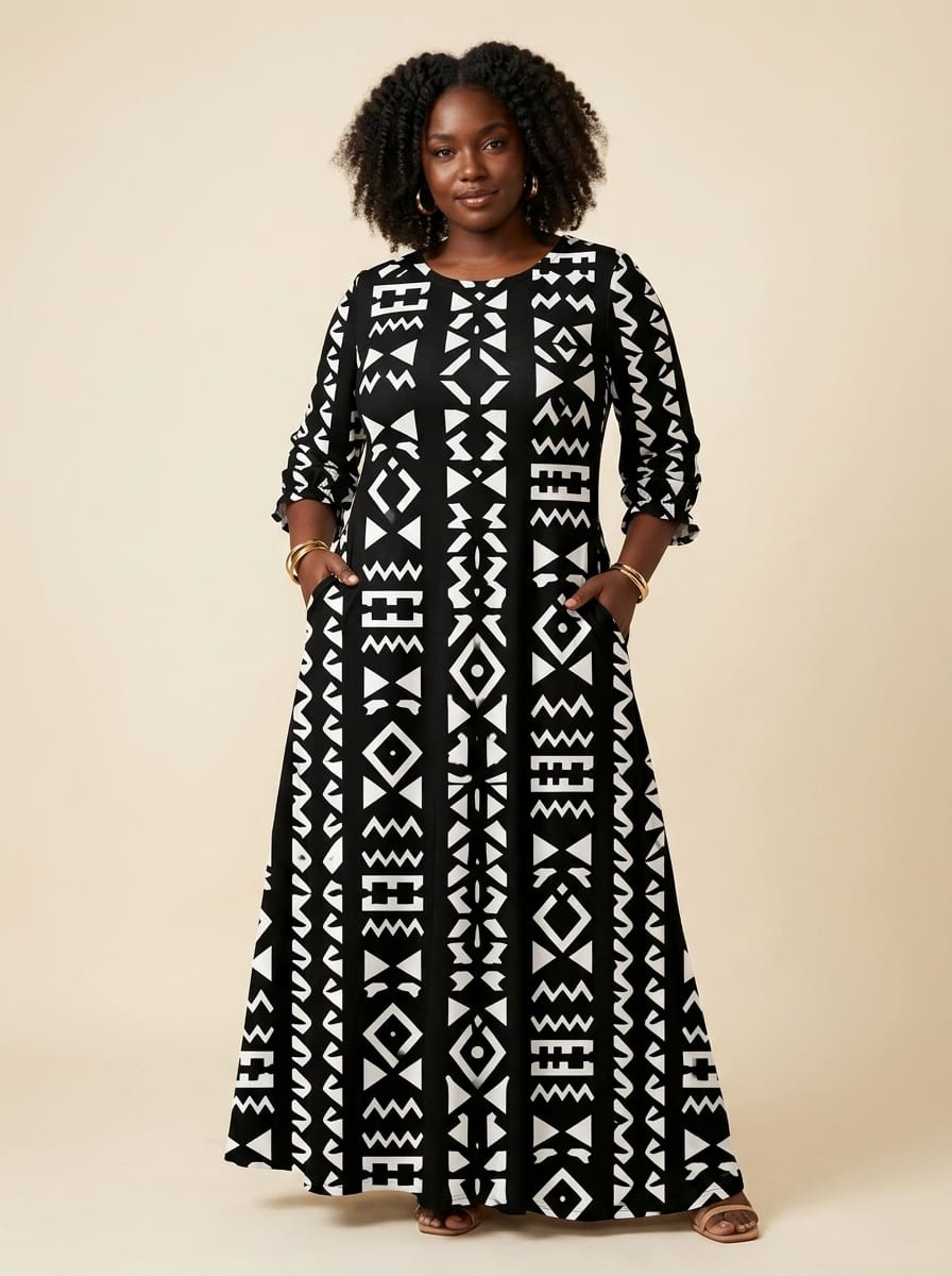 'Kuba' Long Sleeve Maxi Dress