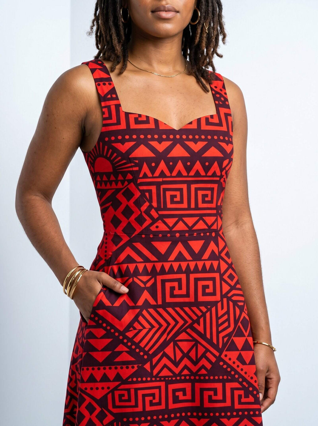 'Shaka' Burgundy Cotton Corset Dress