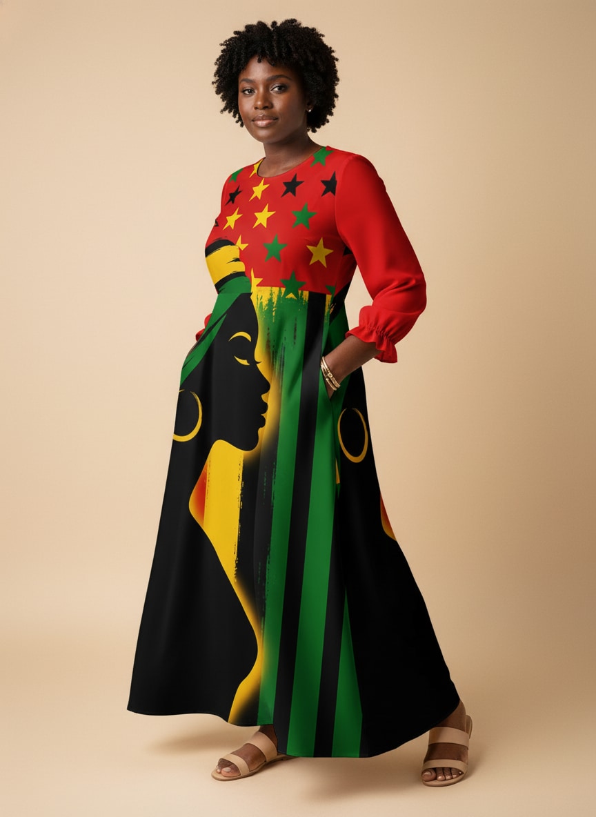 'Kwanza' Long Sleeve Maxi Dress