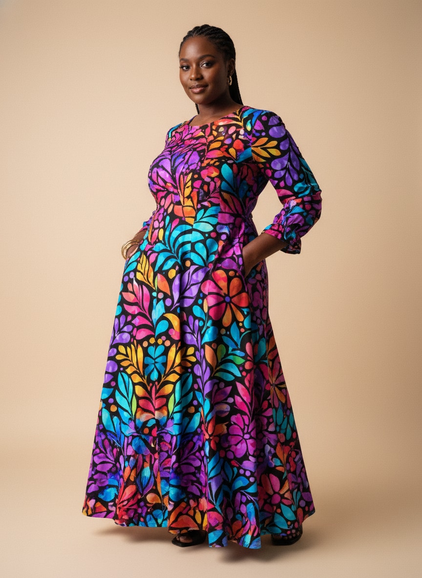 'Rangi' Long Sleeve Maxi Dress