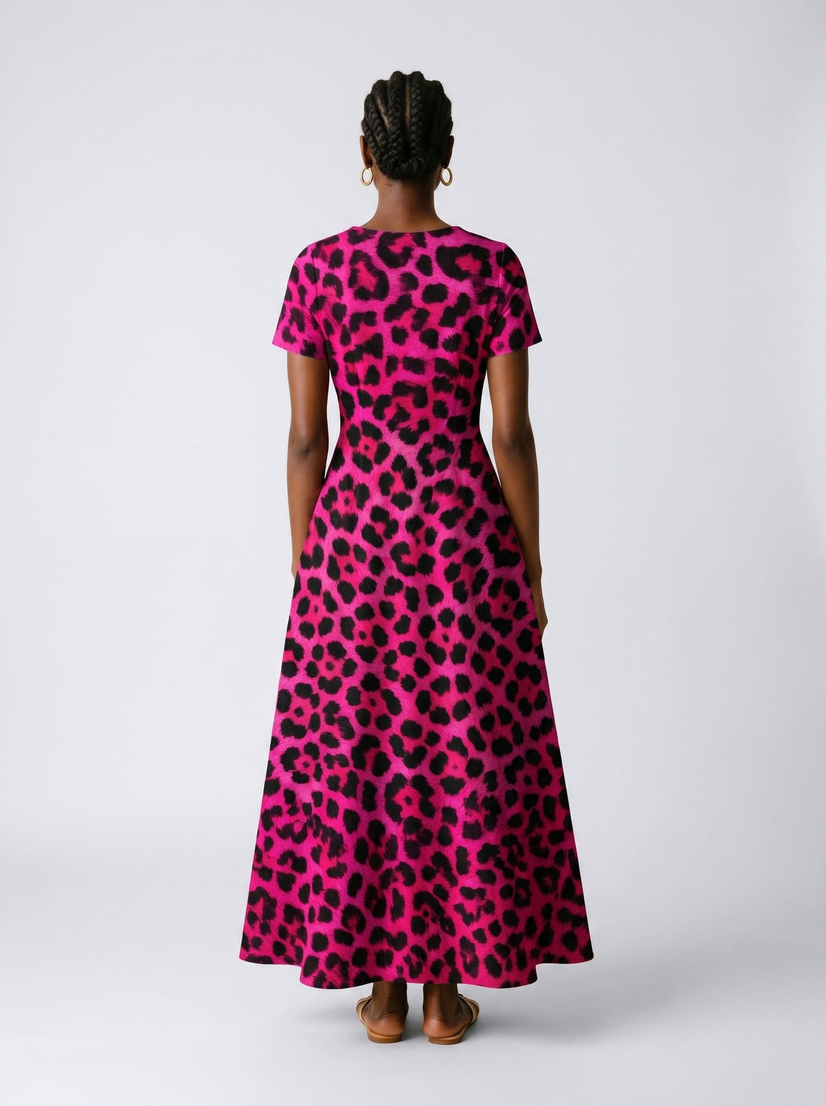'Unstoppable' Pink Leopard' Short Sleeve Maxi Dress