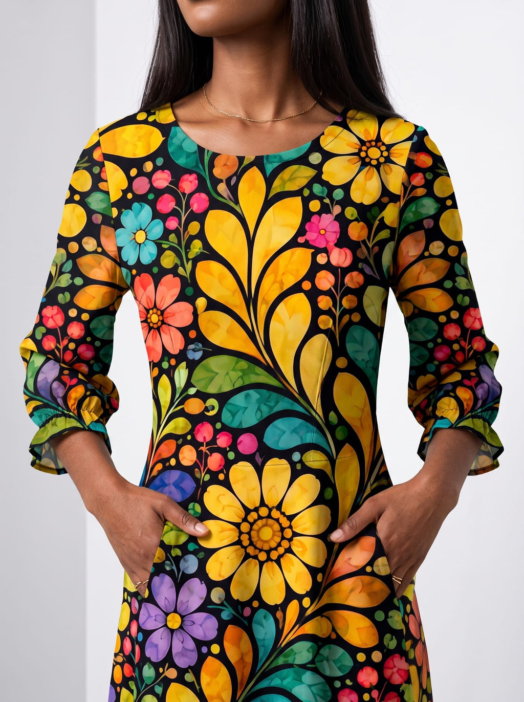 'Njano' Long Sleeve Maxi Dress