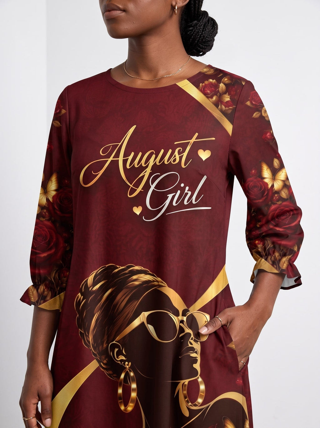'August Girl Roses' Long Sleeve Maxi Dress