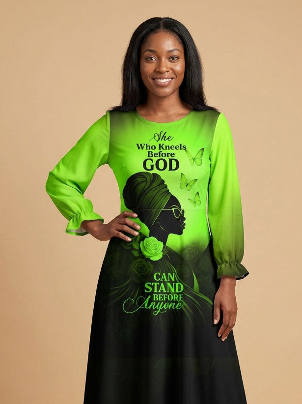 'Selah' Green Long Sleeve Maxi Dress