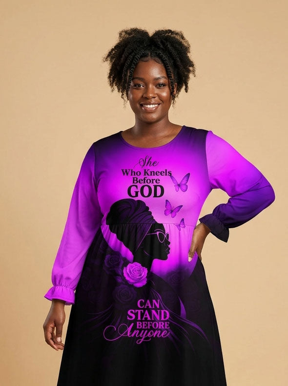 'Selah' Purple Long Sleeve Maxi Dress