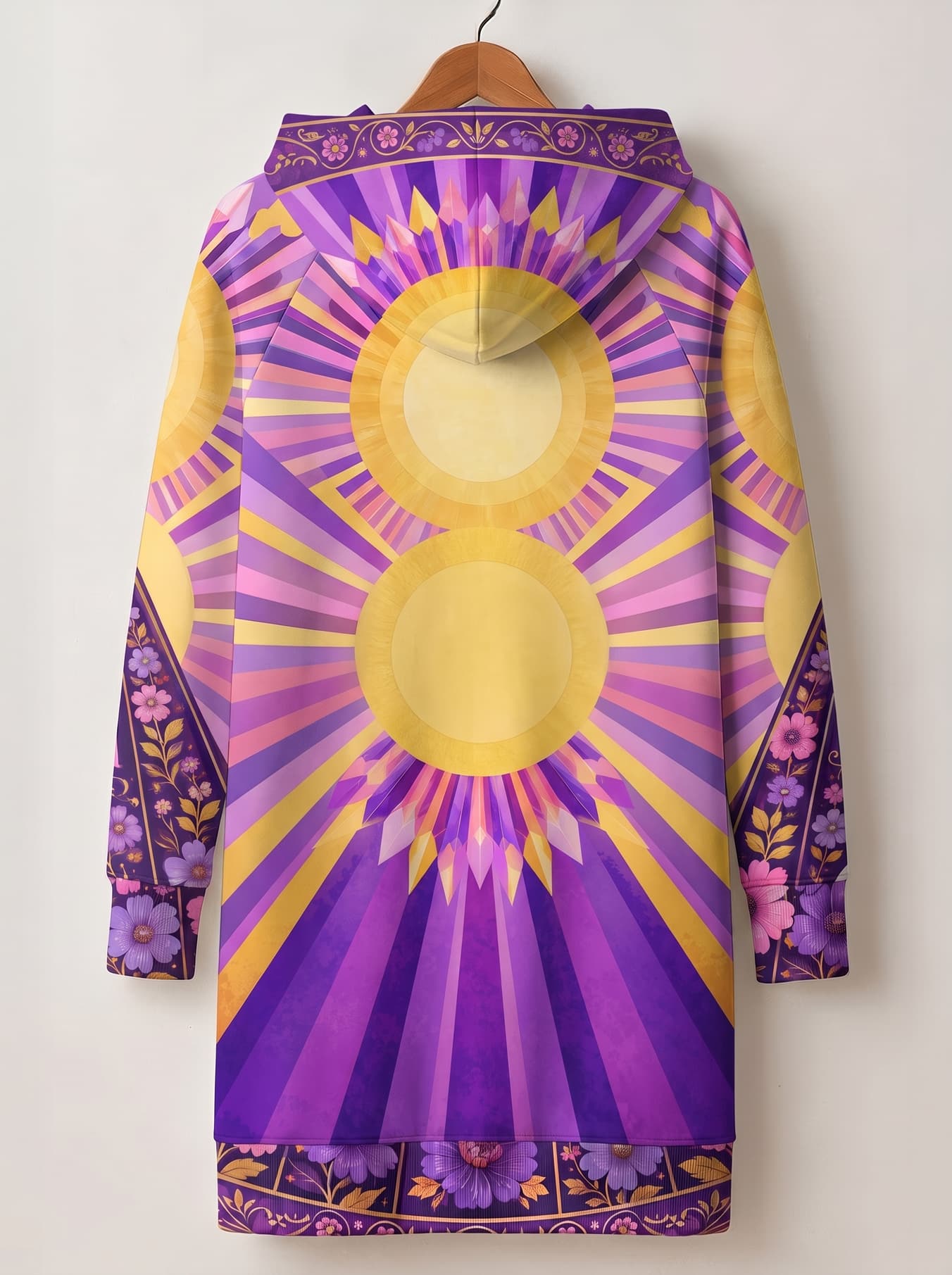 'August Queen Purple Bloom' Hoodie Dress