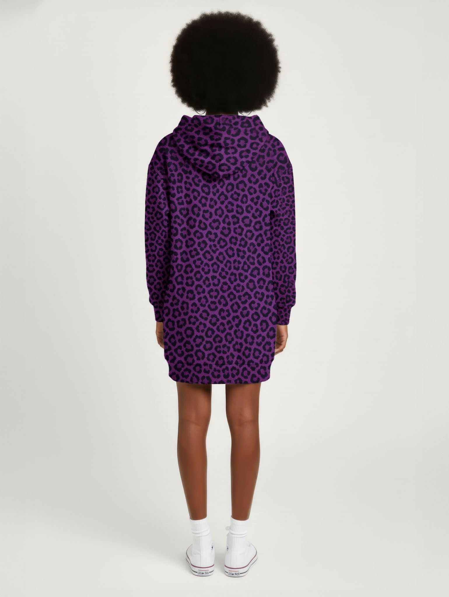 Purple Leopard Hoodie Dress