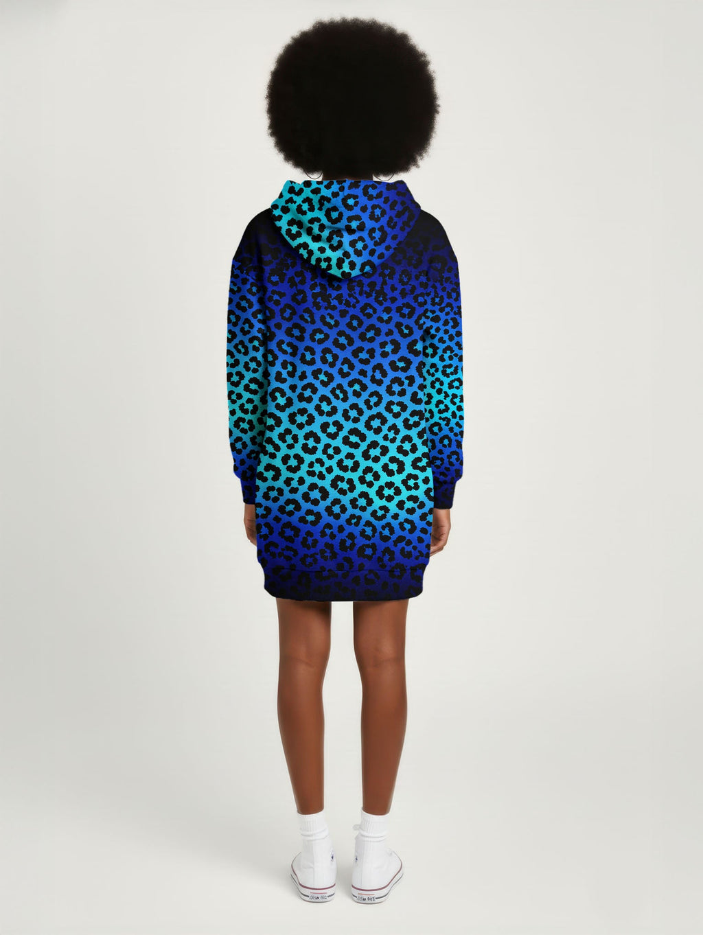 'Unstoppable' Sapphire Leopard Hoodie Dress