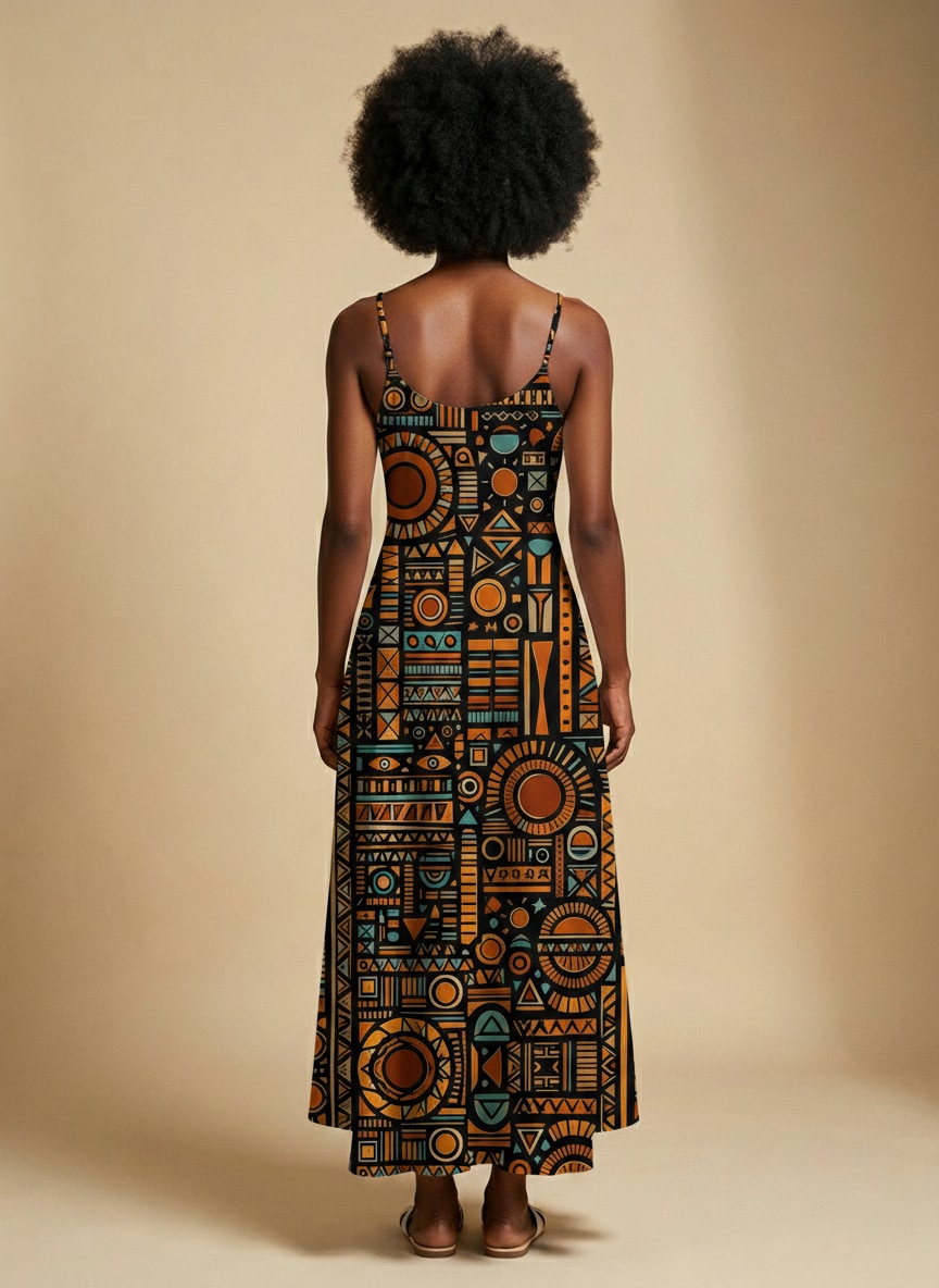 'Afrocentric Pattern Maxi Dress'