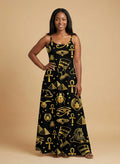'Nefertiti' Black Gold Maxi Dress