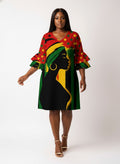 'Kwanza' Stacked Ruffle Sleeve Dress