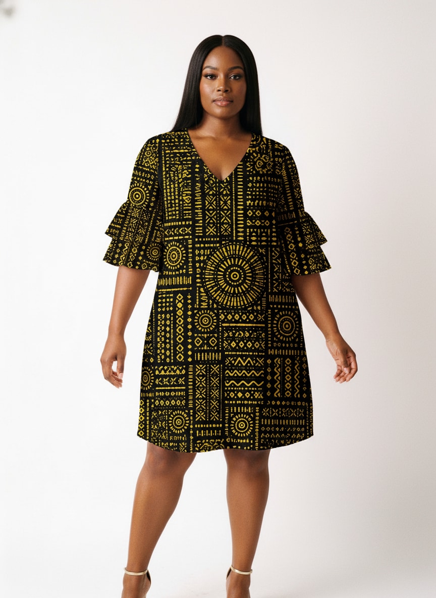 'Lamu' Stacked Ruffle Sleeve Dress