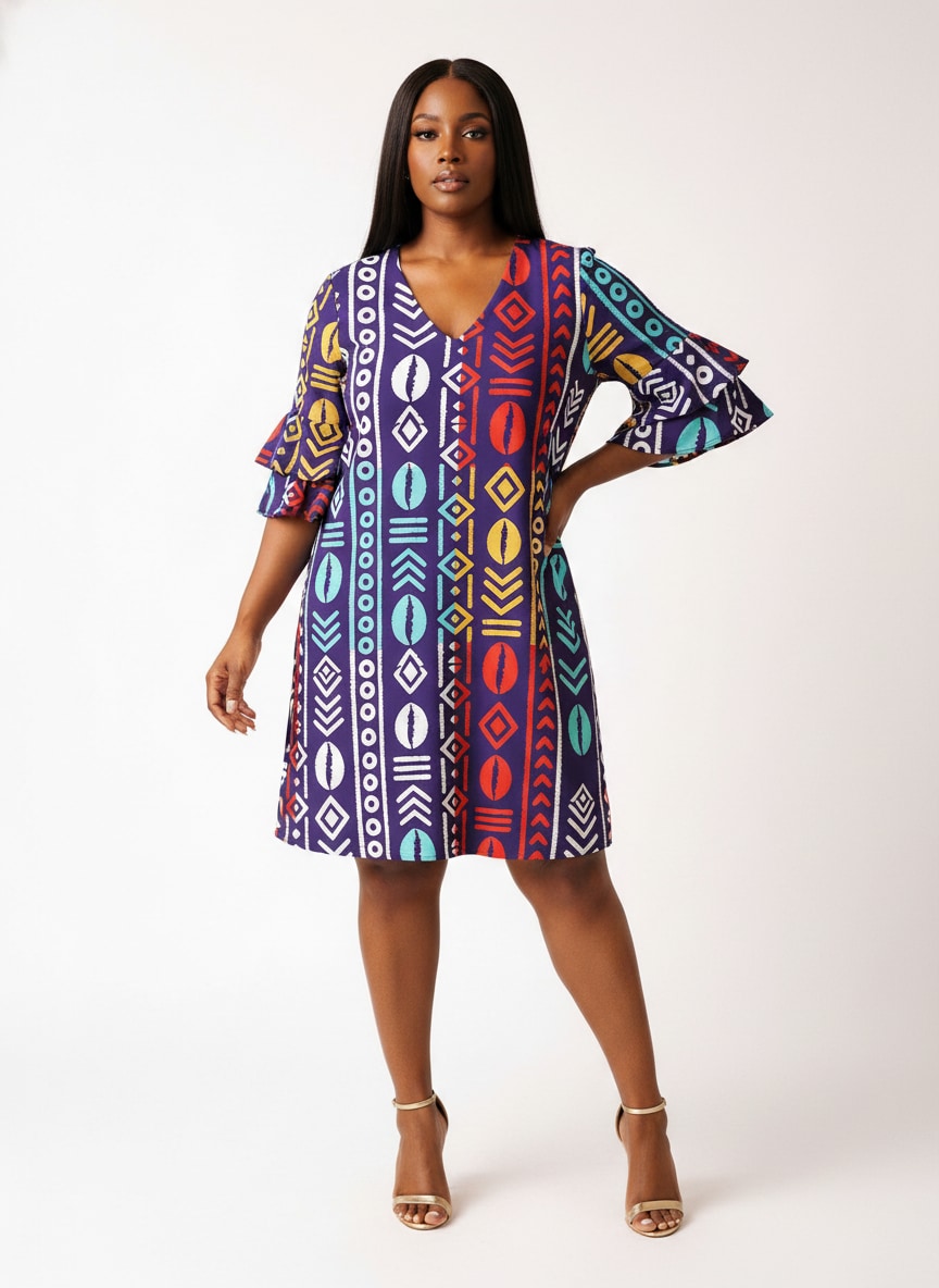 'Oshun Zamani' Stacked Ruffle Sleeve Dress