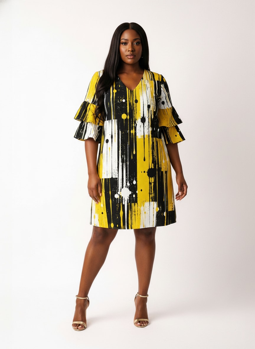 'Mvua' Stacked Ruffle Sleeve Dress