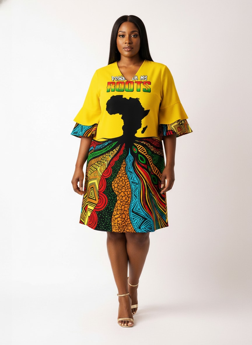 'Mzizi' Stacked Ruffle Sleeve Dress