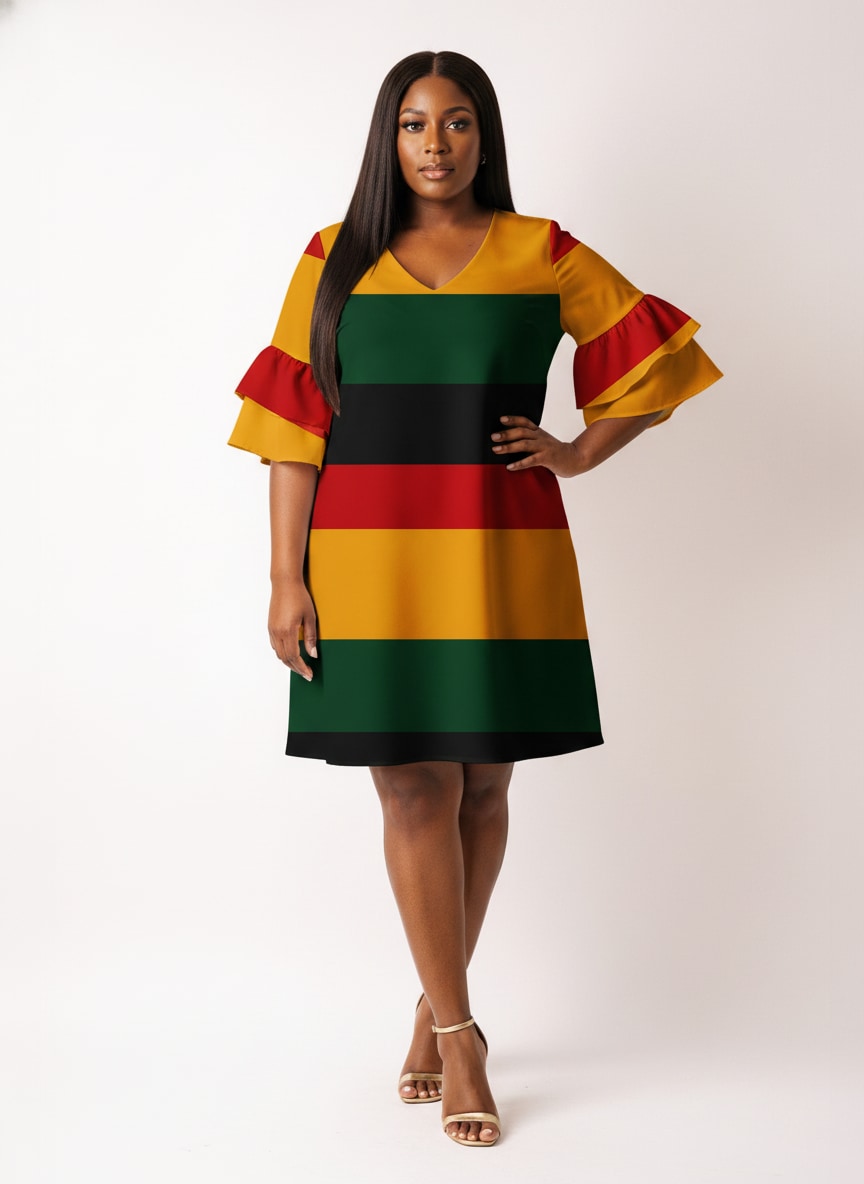 'Accra' Stacked Ruffle Sleeve Dress
