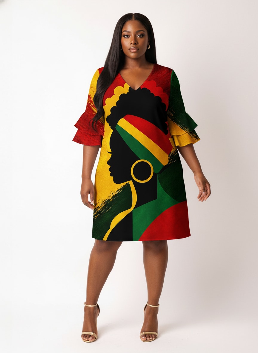 'Uhuru' Stacked Ruffle Sleeve Dress