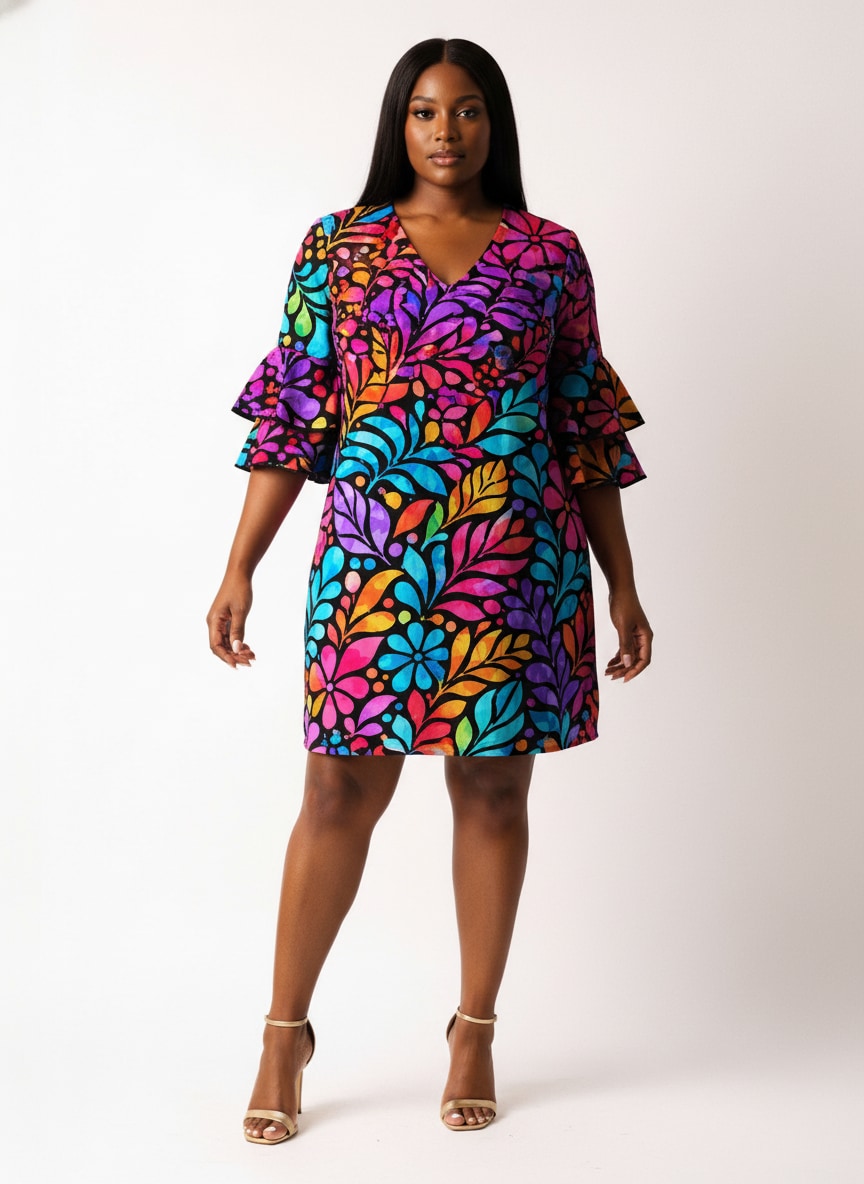 'Rangi' Stacked Ruffle Sleeve Dress