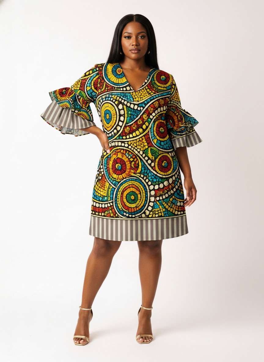 'Taji' Stacked Ruffle Sleeve Dress