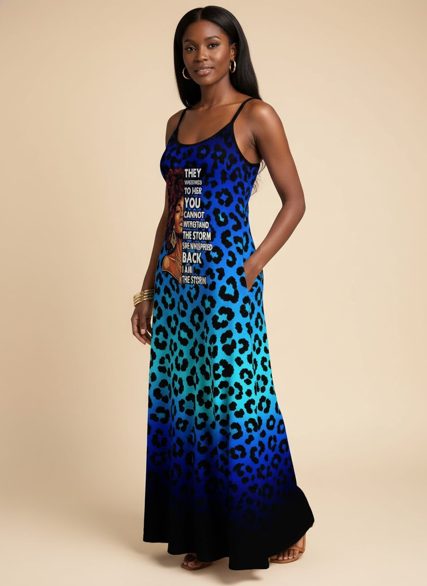 'Unstoppable' Sapphire Leopard Maxi Dress