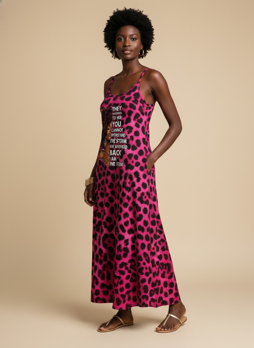 'Unstoppable' Pink Leopard Maxi Dress